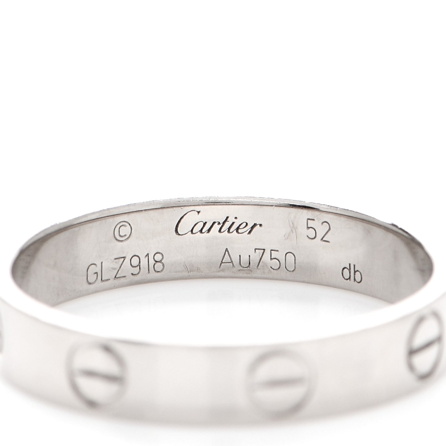 18K White Gold 3.5mm LOVE Wedding Band Ring 52 6