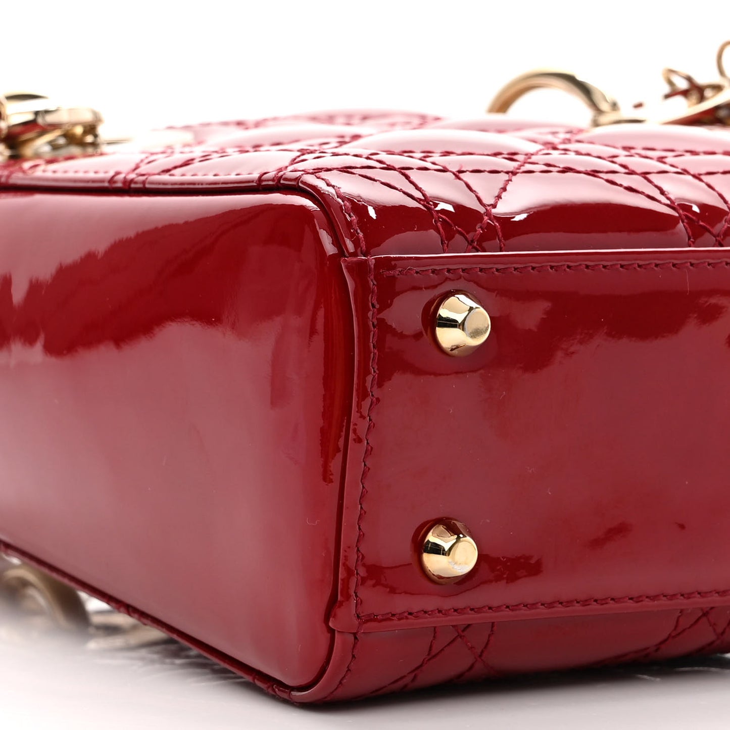 Patent Cannage Mini Lady Dior Red