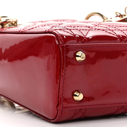 Christian Dior Patent Cannage Mini Lady Dior Red 8 of 9
