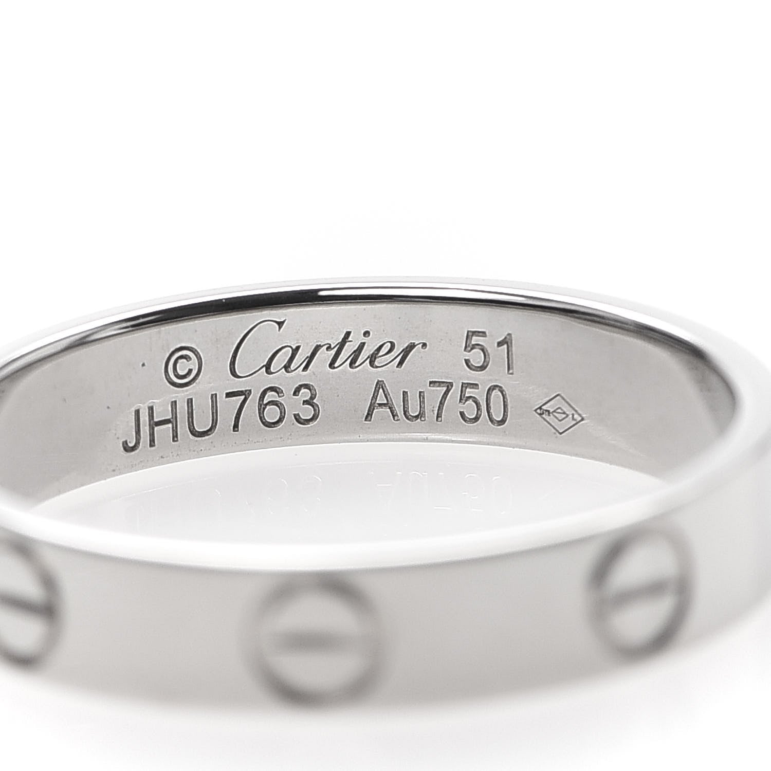 Cartier 18K White Gold 3.5mm LOVE Wedding Band Ring 51 5.75 4 of 4