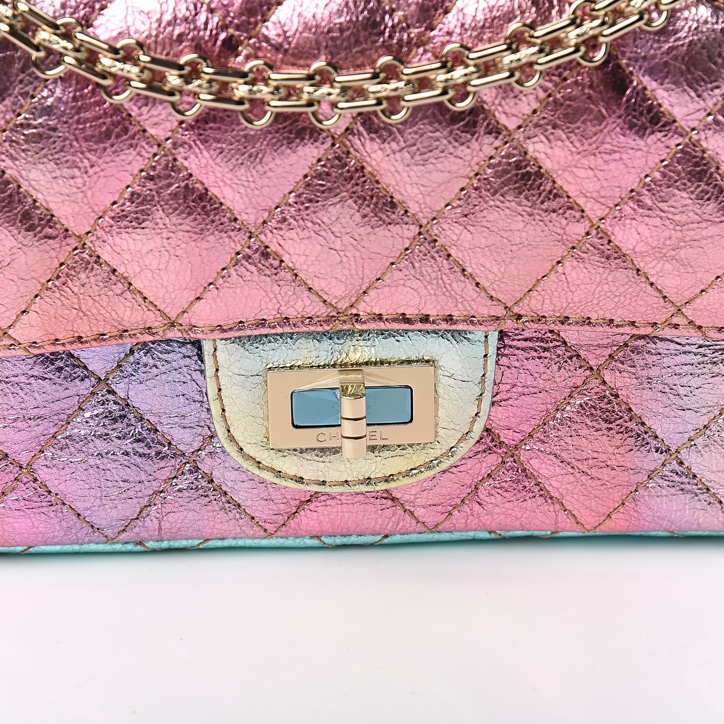 Metallic Goatskin Quilted Mini 2.55 Reissue Flap Multicolor