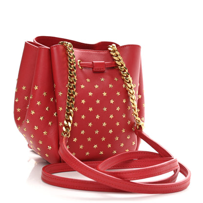 Saint Laurent Calfskin Star Studded Small Monogram Bucket Bag Red 3 of 10