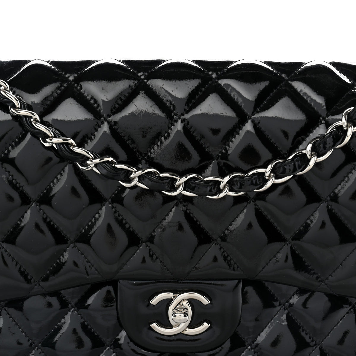 Chanel Patent Quilted Jumbo Double Flap Black 7 of 13