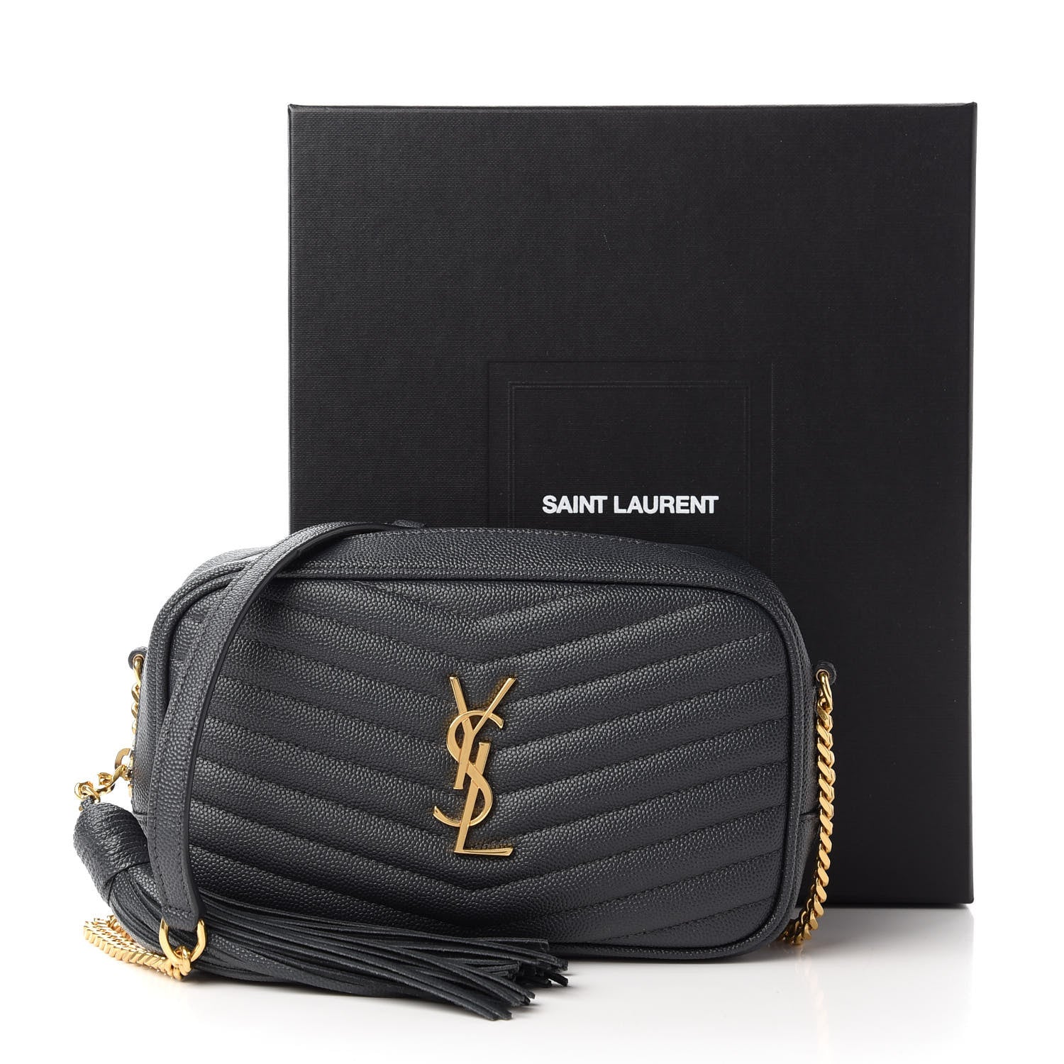 Saint Laurent Grain De Poudre Matelasse Monogram Mini Lou Camera Bag Dark Smog 11 of 11