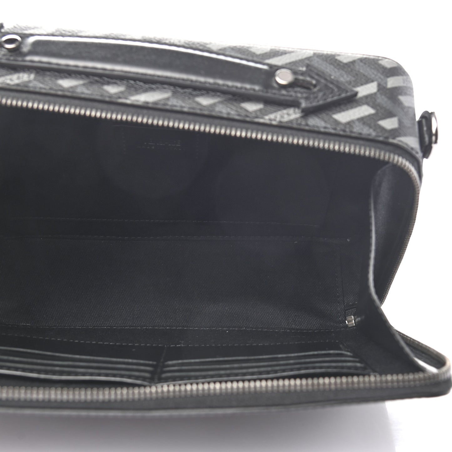 Coated Canvas La Greca Signature Messenger Bag Black Gray