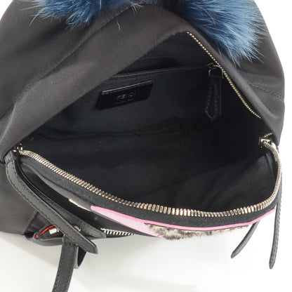 Fendi Nylon Vitello Fox Goat Fur Monster Eyes Mini Backpack Black Multicolor Sky 5 of 7