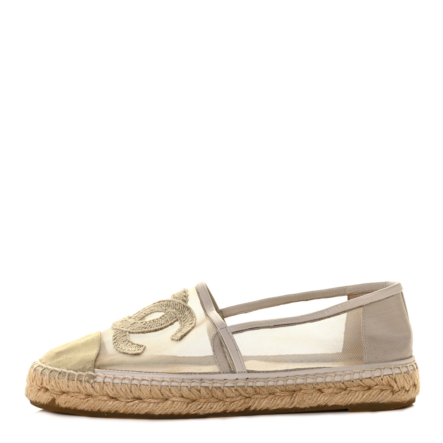 Mesh Grosgrain CC Espadrilles 38 Gold