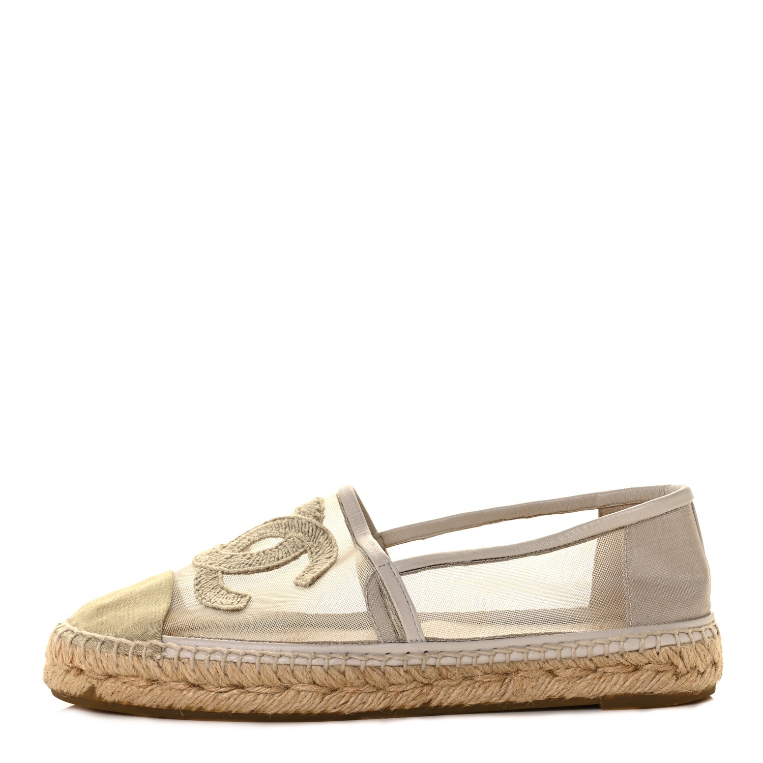 Chanel Mesh Grosgrain CC Espadrilles 38 Gold 1 of 9