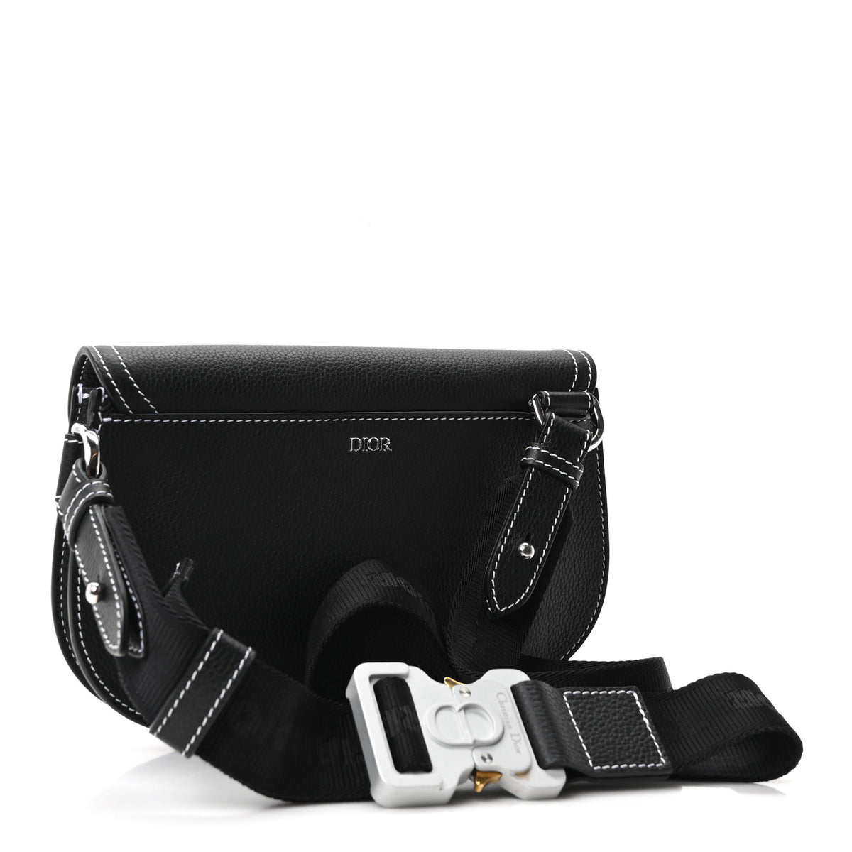 Christian Dior X KAWS Grained Calfskin Saddle Pouch Black 3 of 9