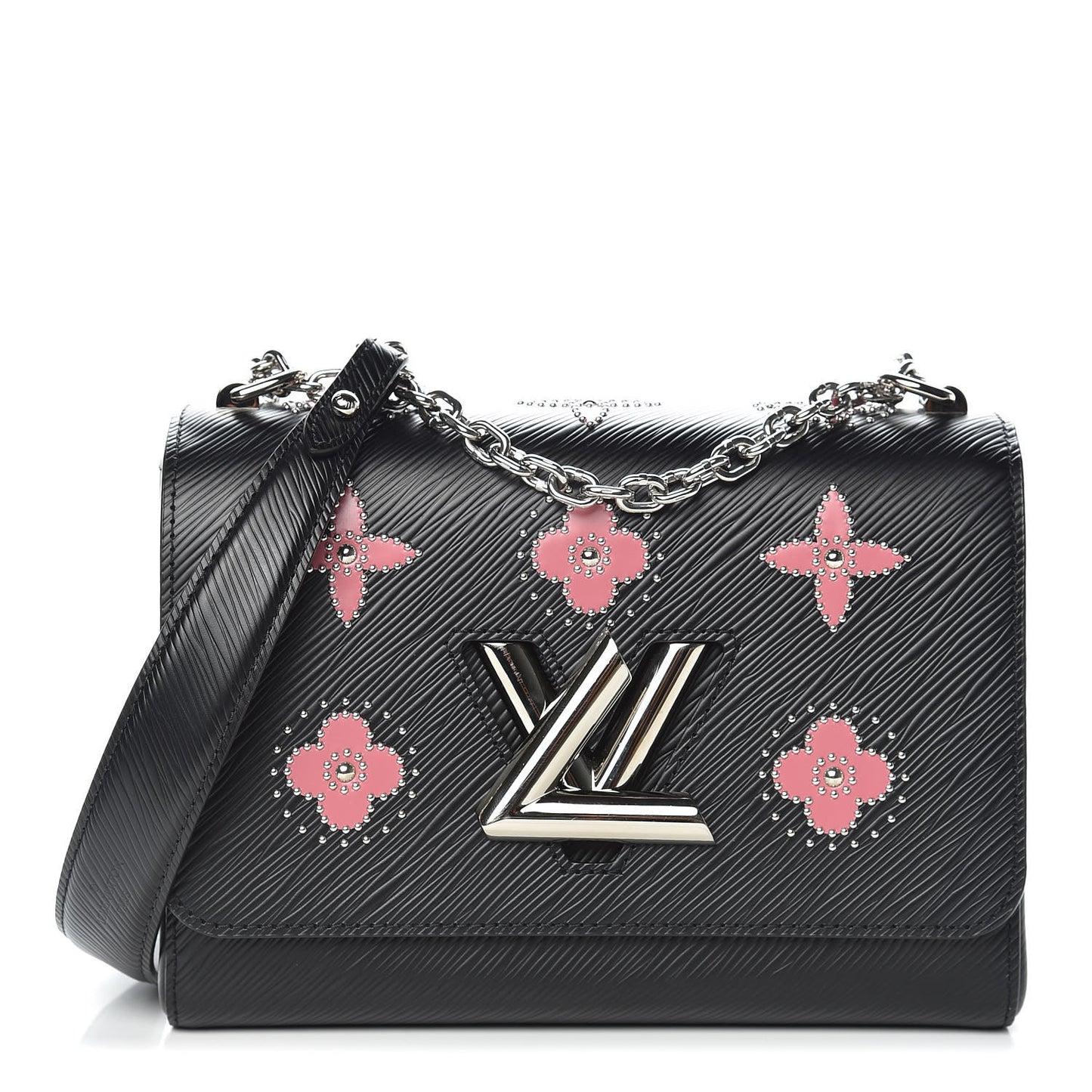 Epi Flowers Twist Shoulder Bag MM Black Bois De Rose
