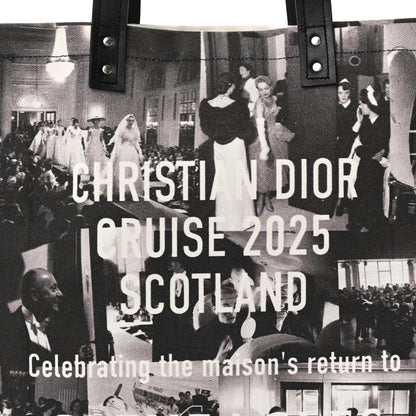 Christian Dior Canvas Print Cruise 2025 Scotland Tote Black White 7 of 13