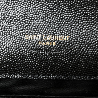 Saint Laurent Grain De Poudre Matelasse Chevron Monogram Envelope Clutch Black 7 of 11