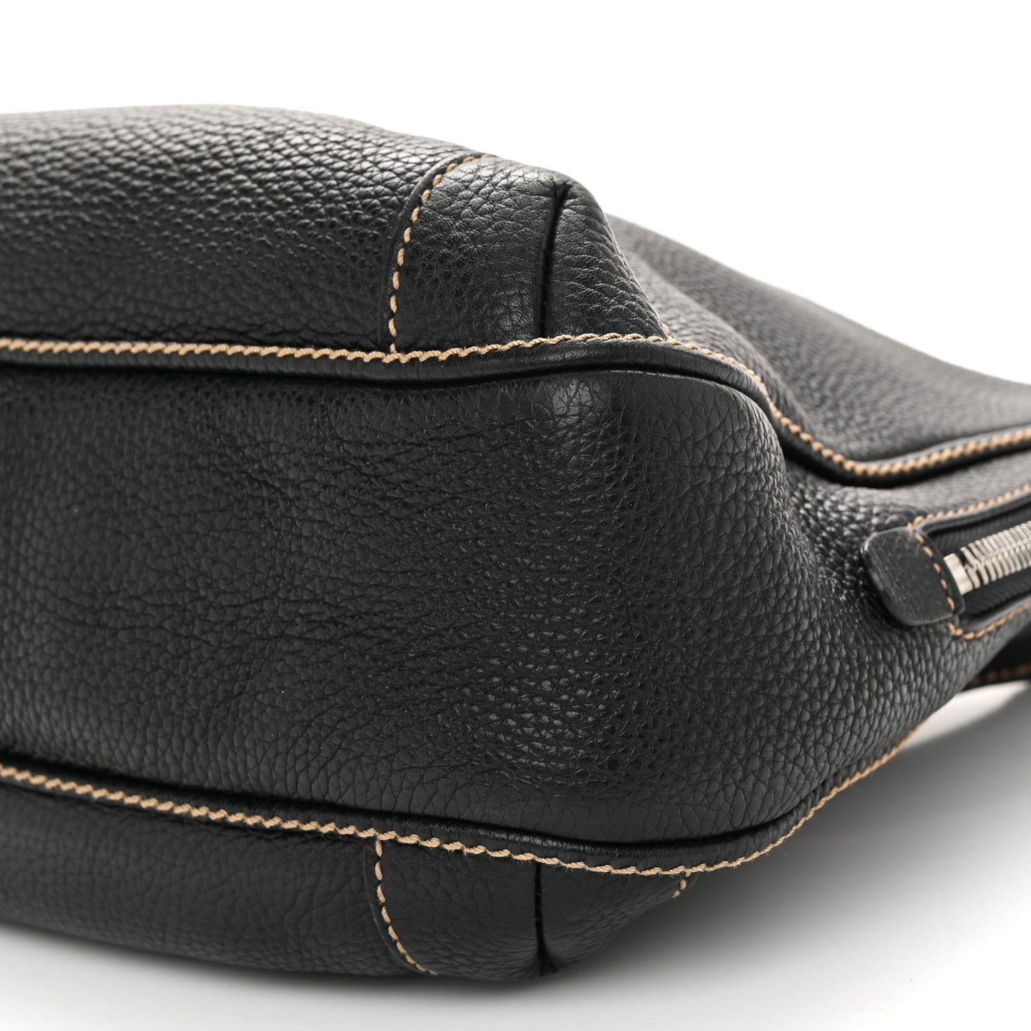 Grained Calfskin Tassel Hobo Black