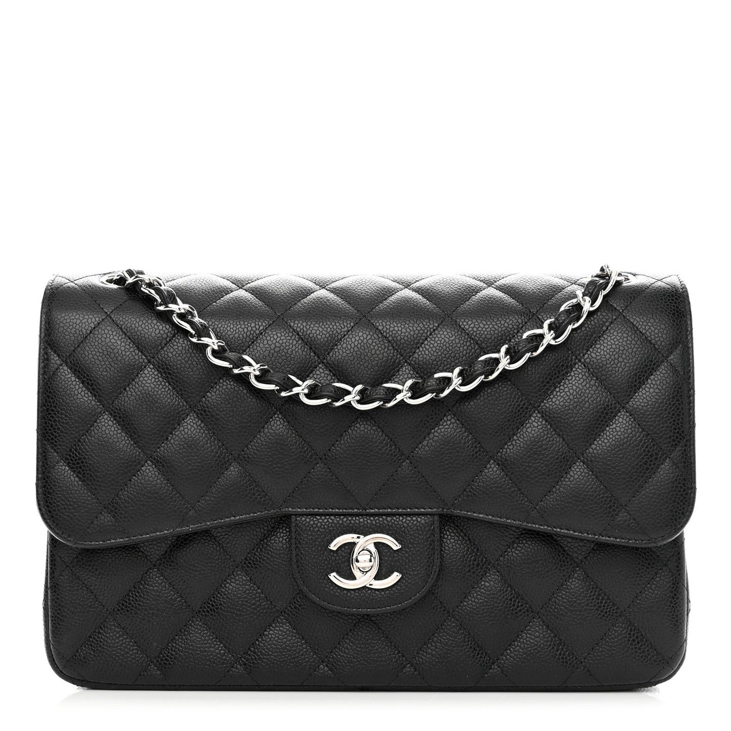 Caviar Quilted Jumbo Double Flap Black