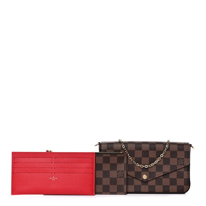 Louis Vuitton Damier Ebene Pochette Felicie Chain Wallet 1 of 15