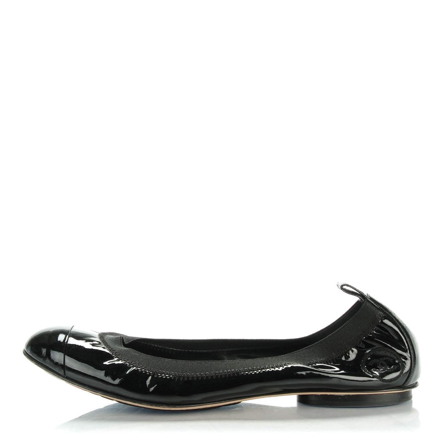 Chanel Patent CC Elastic Cap Toe Ballerina Flats 39 Black 1 of 8