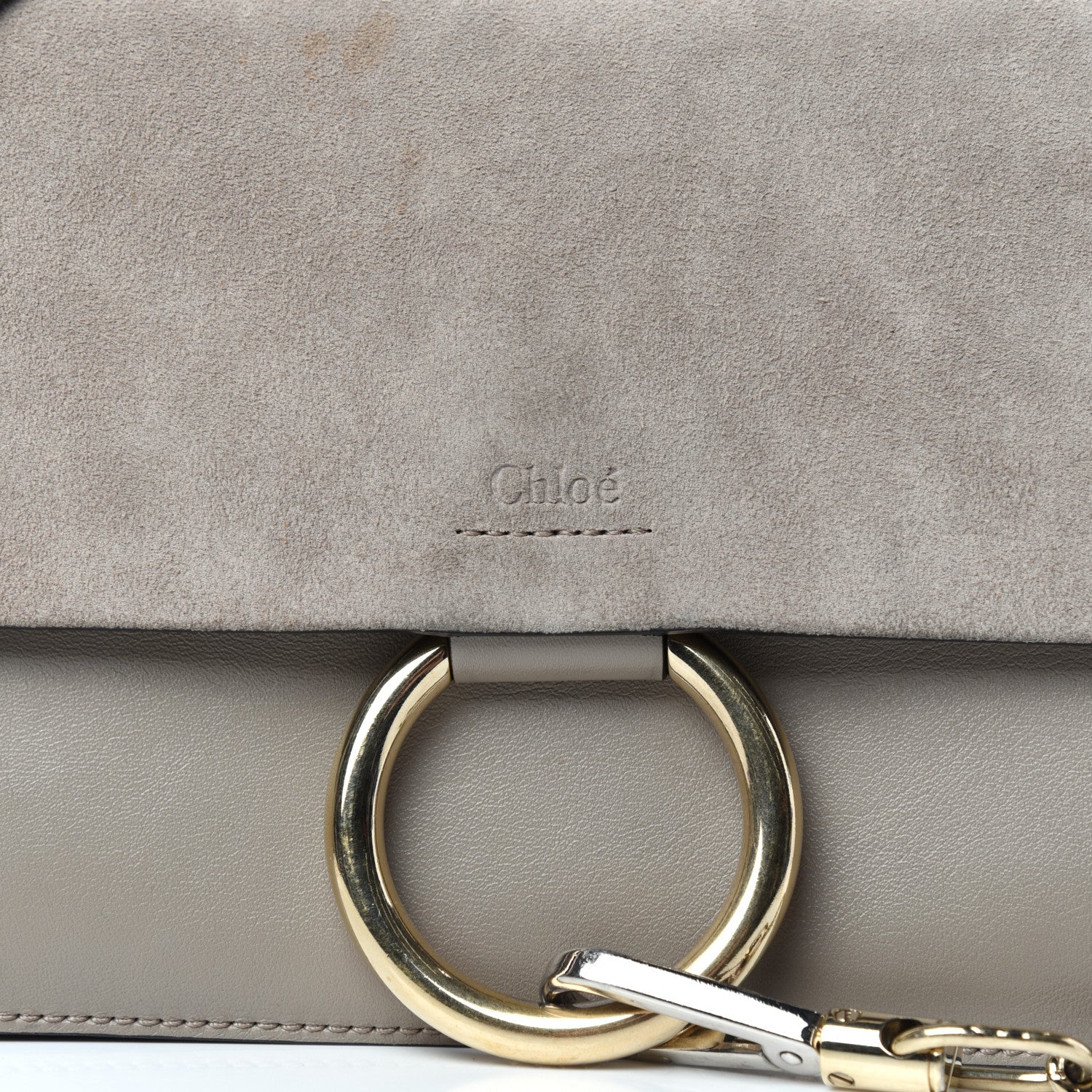 Chloe Suede Calfskin Small Faye Shoulder Bag Motty Grey 9 of 9