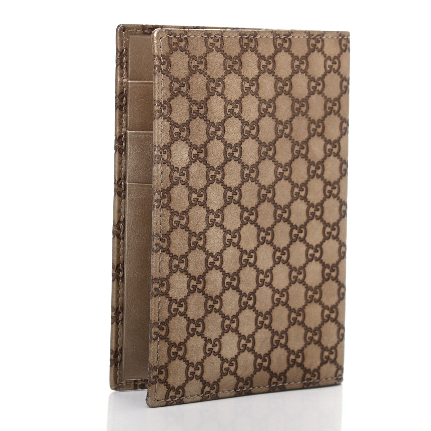 Gucci Metallic Guccissima Signature Passport Case Gold 3 of 8