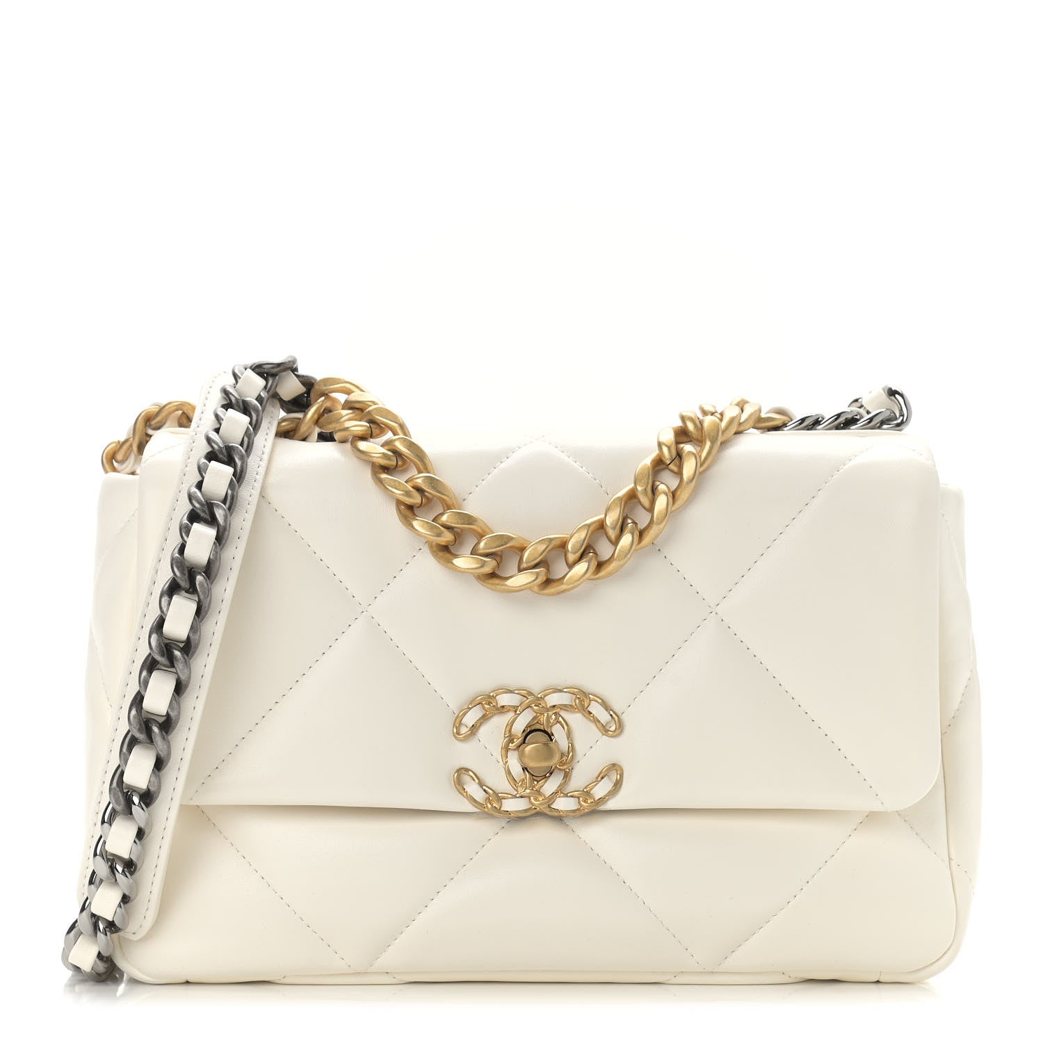 Chanel Lambskin Quilted Medium Chanel 19 Flap White 1 of 10