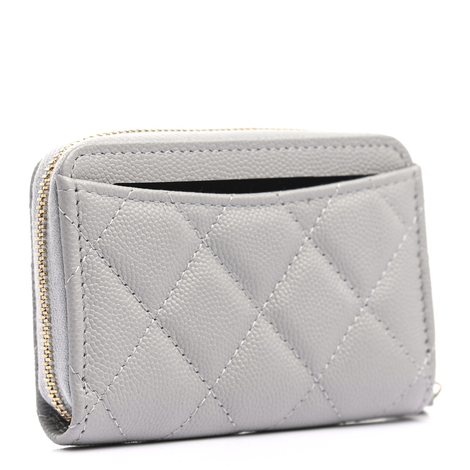 Chanel Caviar Quilted Zip Coin Purse Grey 3 of 7
