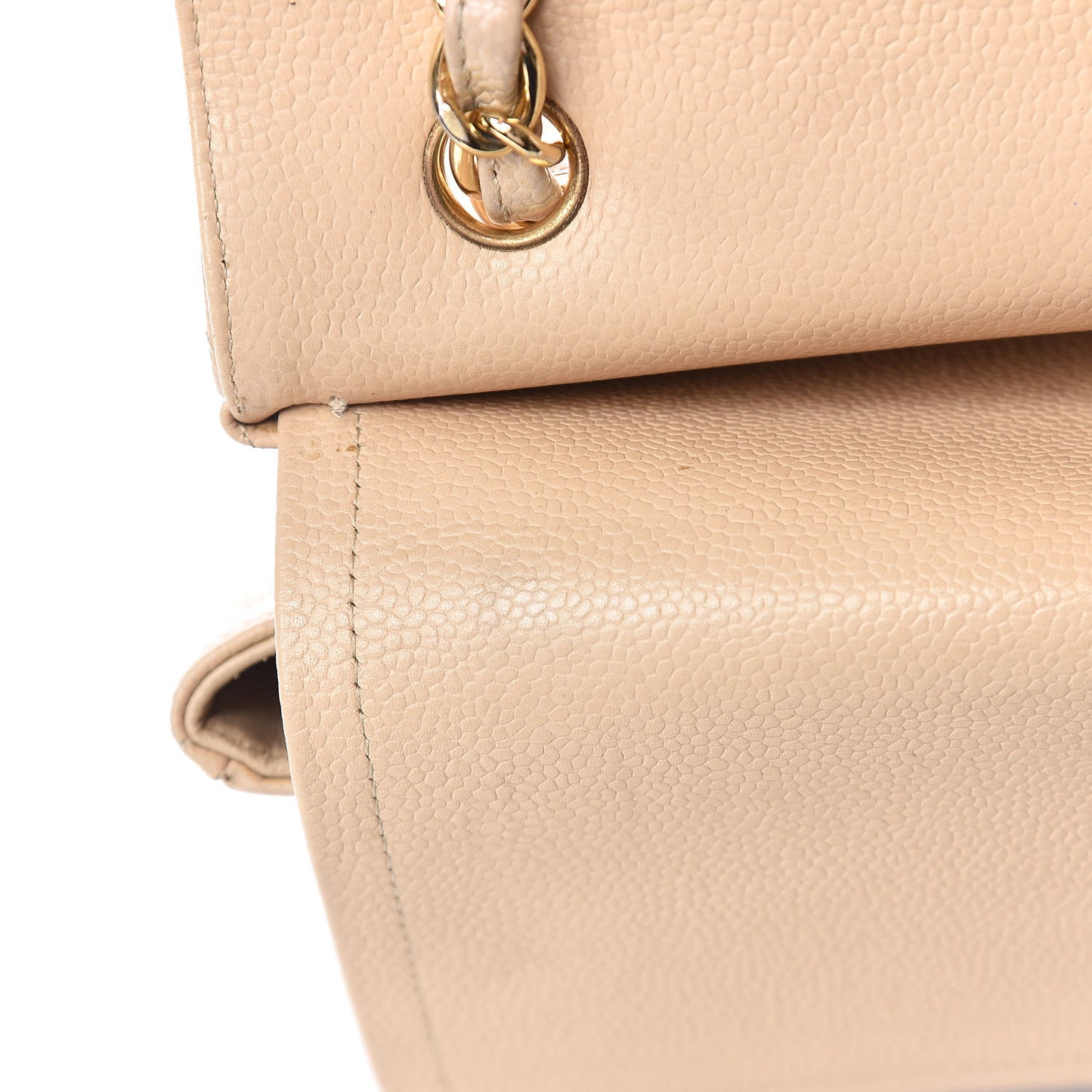 Caviar Quilted Jumbo Double Flap Beige Clair
