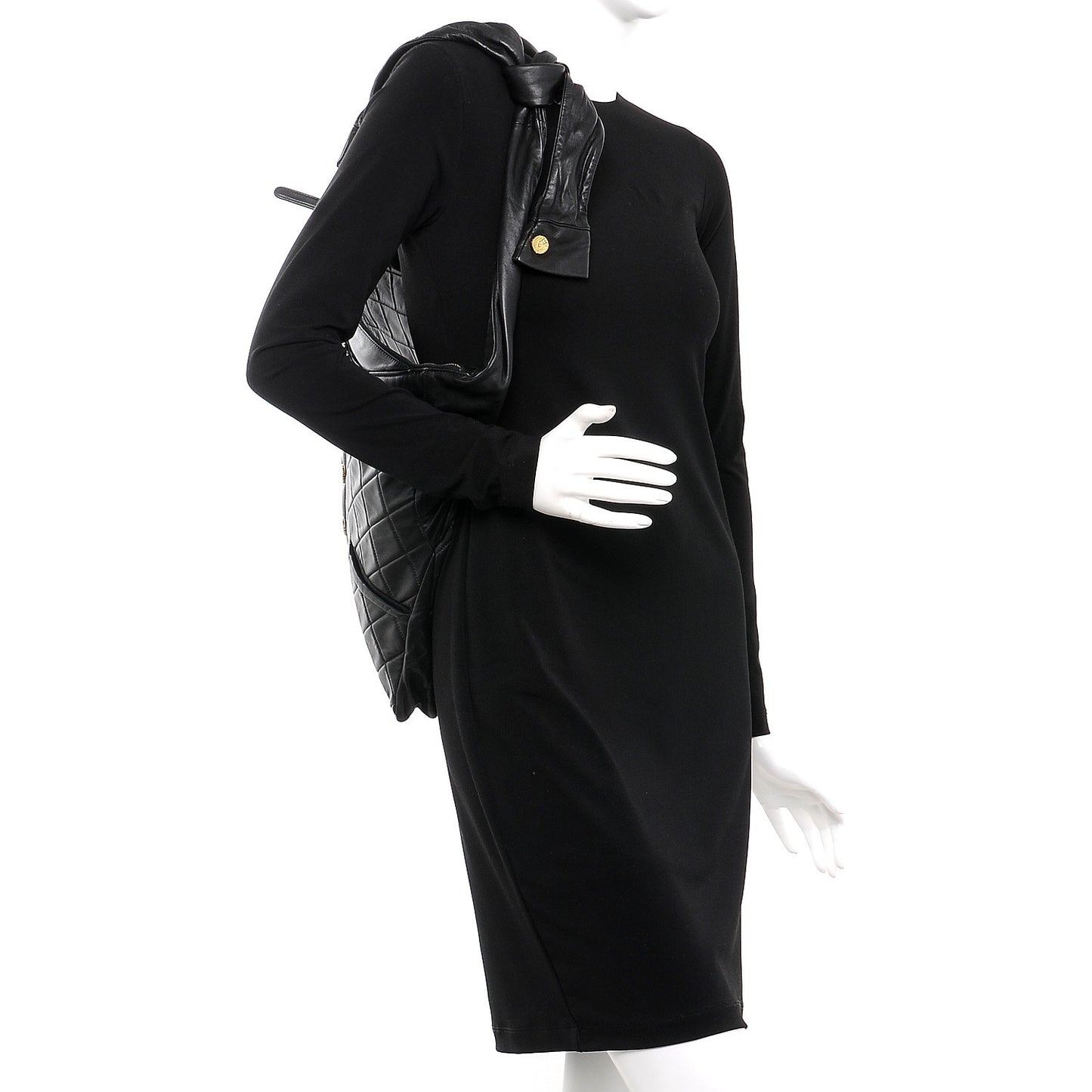 Lambskin Quilted Large Girl Bag Black