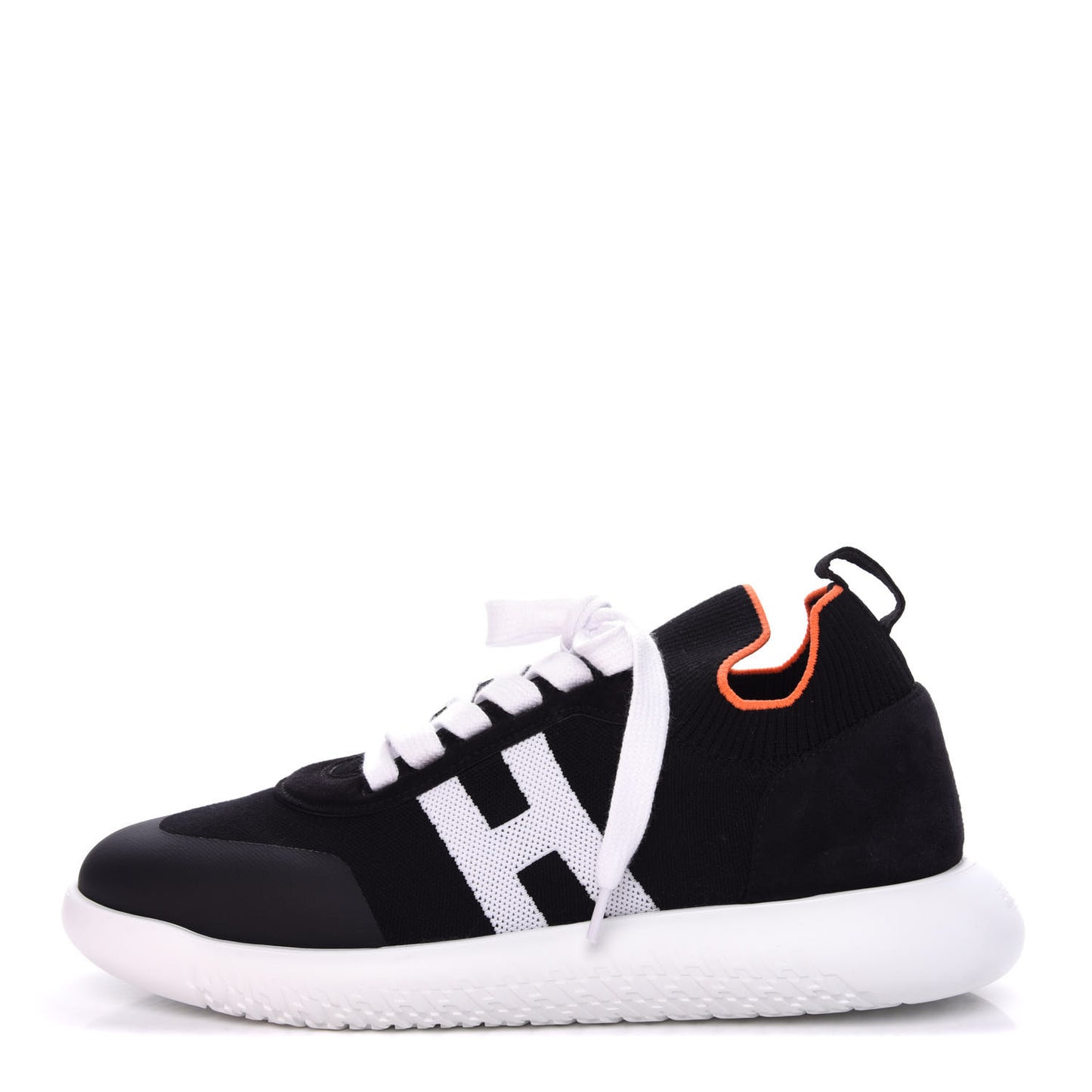 Knit Suede Goatskin Mens Crew Sneakers 41 Black White