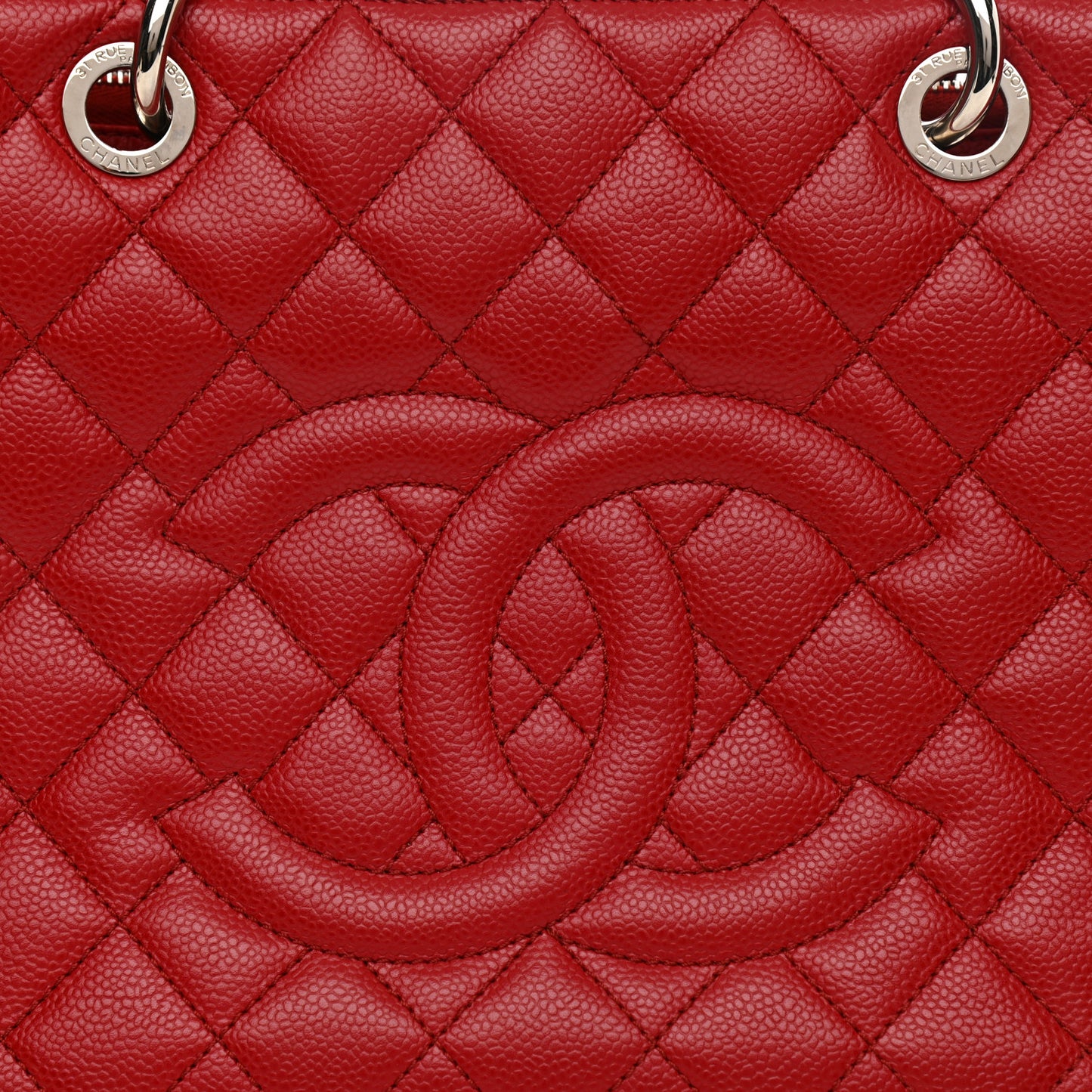 Caviar Quilted Grand Shopping Tote GST Red