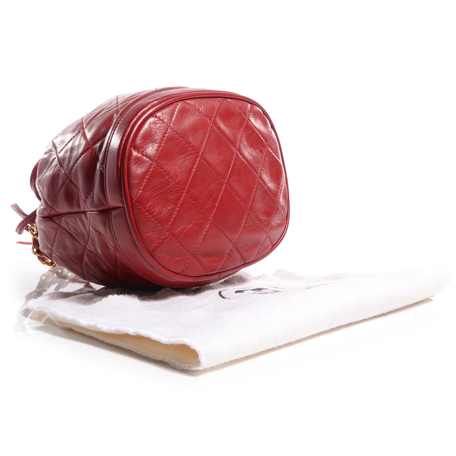 Chanel Lambskin Tassel Drawstring Pouch Bag Red 4 of 7