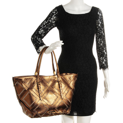 Burberry Metallic Calfskin Perforated Grommet Medium Salisbury Tote Bronze 2 of 8