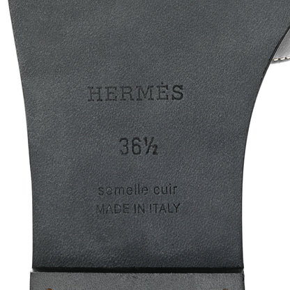 Hermes Box Calfskin Oran Sandals 36.5 Black 8 of 10
