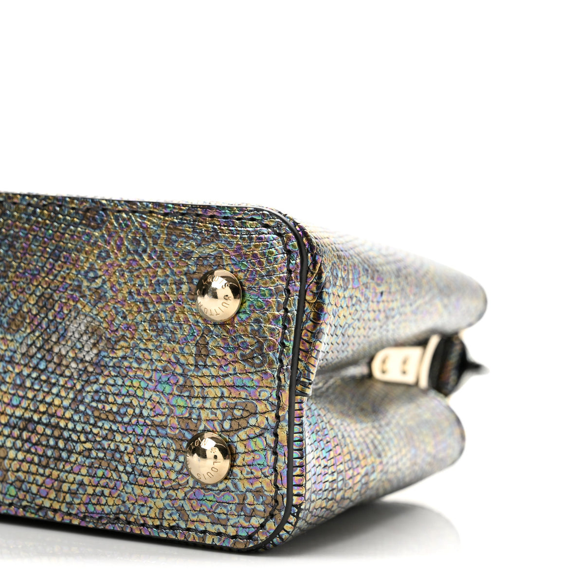 Louis Vuitton Lizard Capucines Mini Bleu Petrole 9 of 11