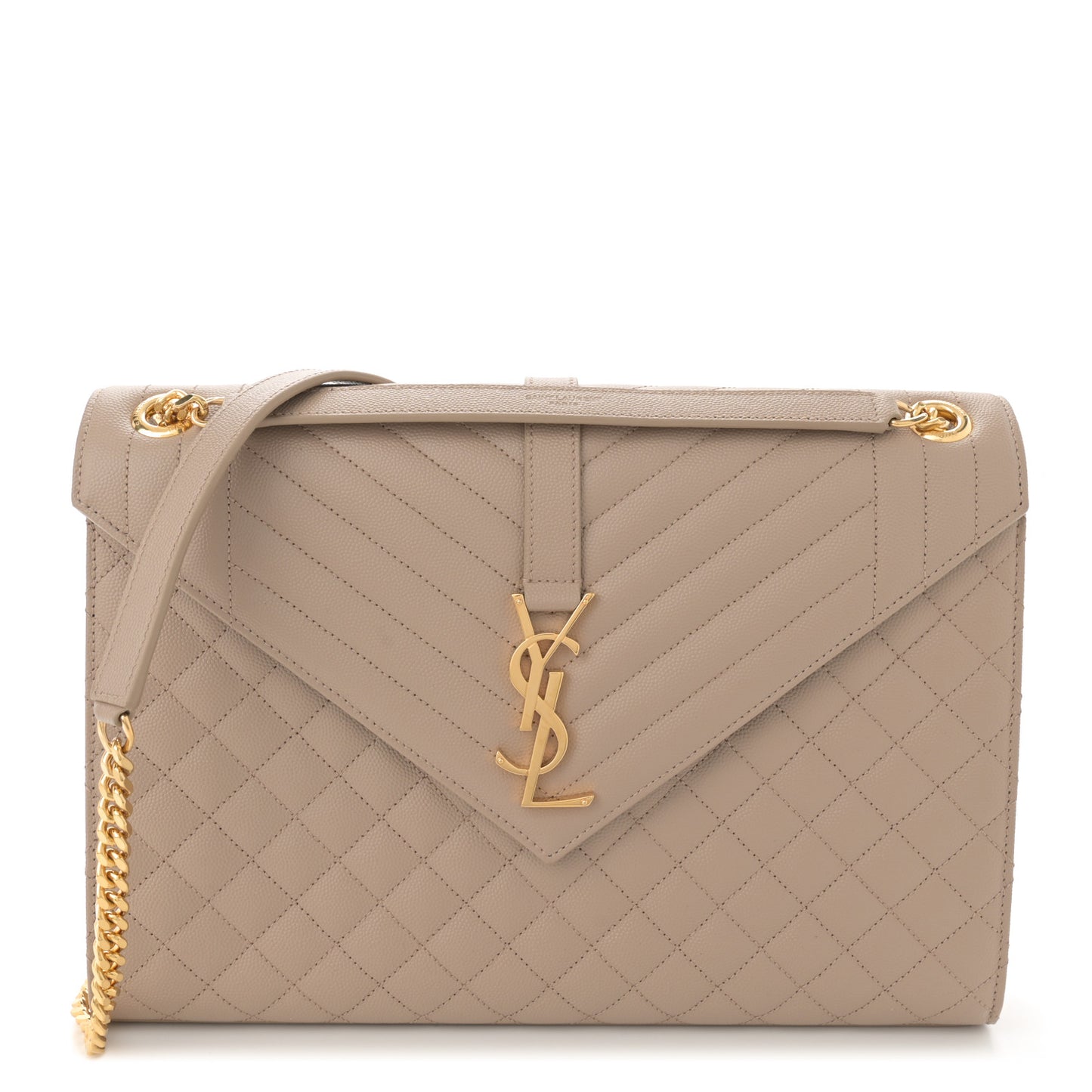 Grain De Poudre Mixed Matelasse Large Triquilt Monogram Satchel Dark Beige