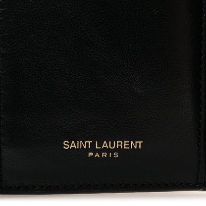 Saint Laurent Lambskin Matelasse Chevron Monogram Compact Tri Fold Wallet Black 6 of 7