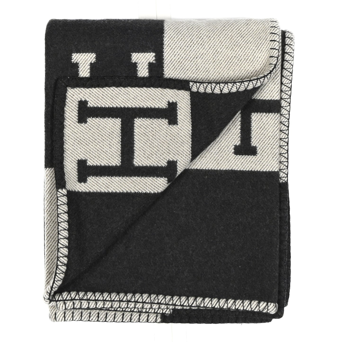 Wool Cashmere Avalon Blanket Ecru Gris Fonce