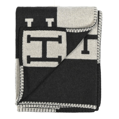 Hermes Wool Cashmere Avalon Blanket Ecru Gris Fonce 2 of 3