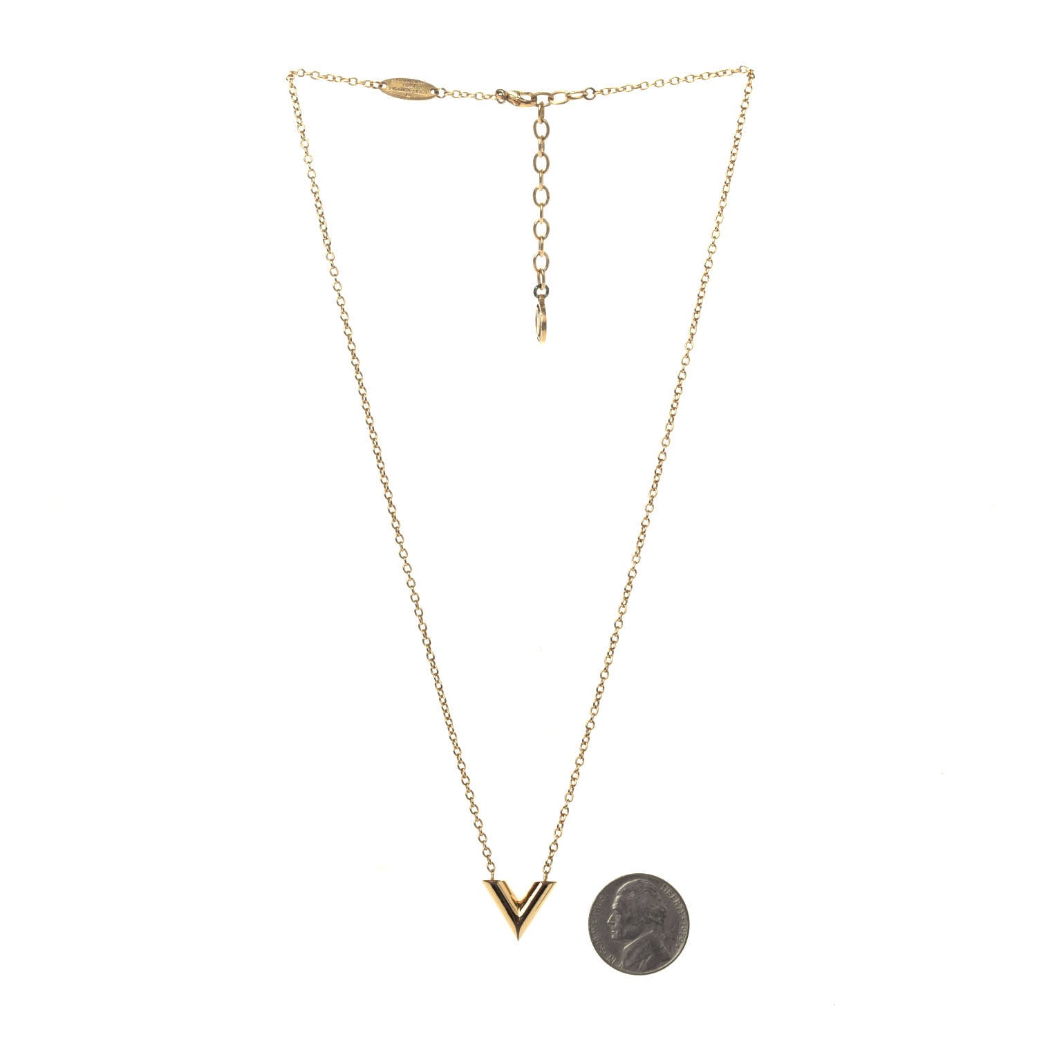 Louis Vuitton Essential V Necklace Gold 2 of 6