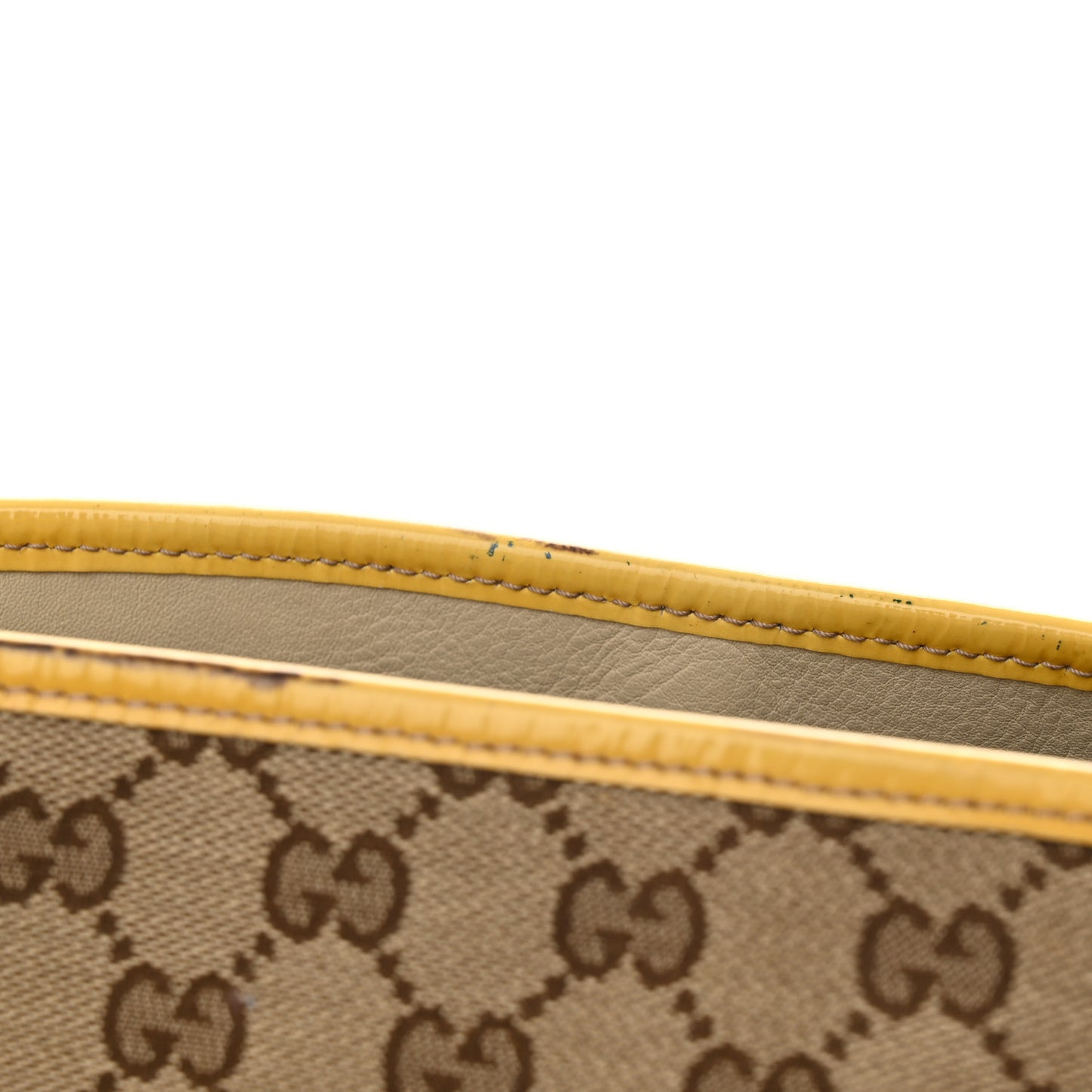 GG Monogram Patent Oliver Pug Tote Yellow Beige