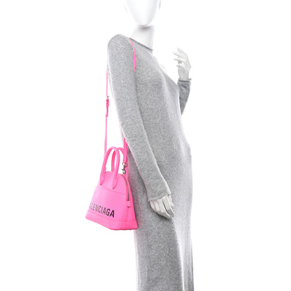 Balenciaga Signature Grained Calfskin Logo M Ville Top Handle Bag Rose Bubblegum Black 2 of 19
