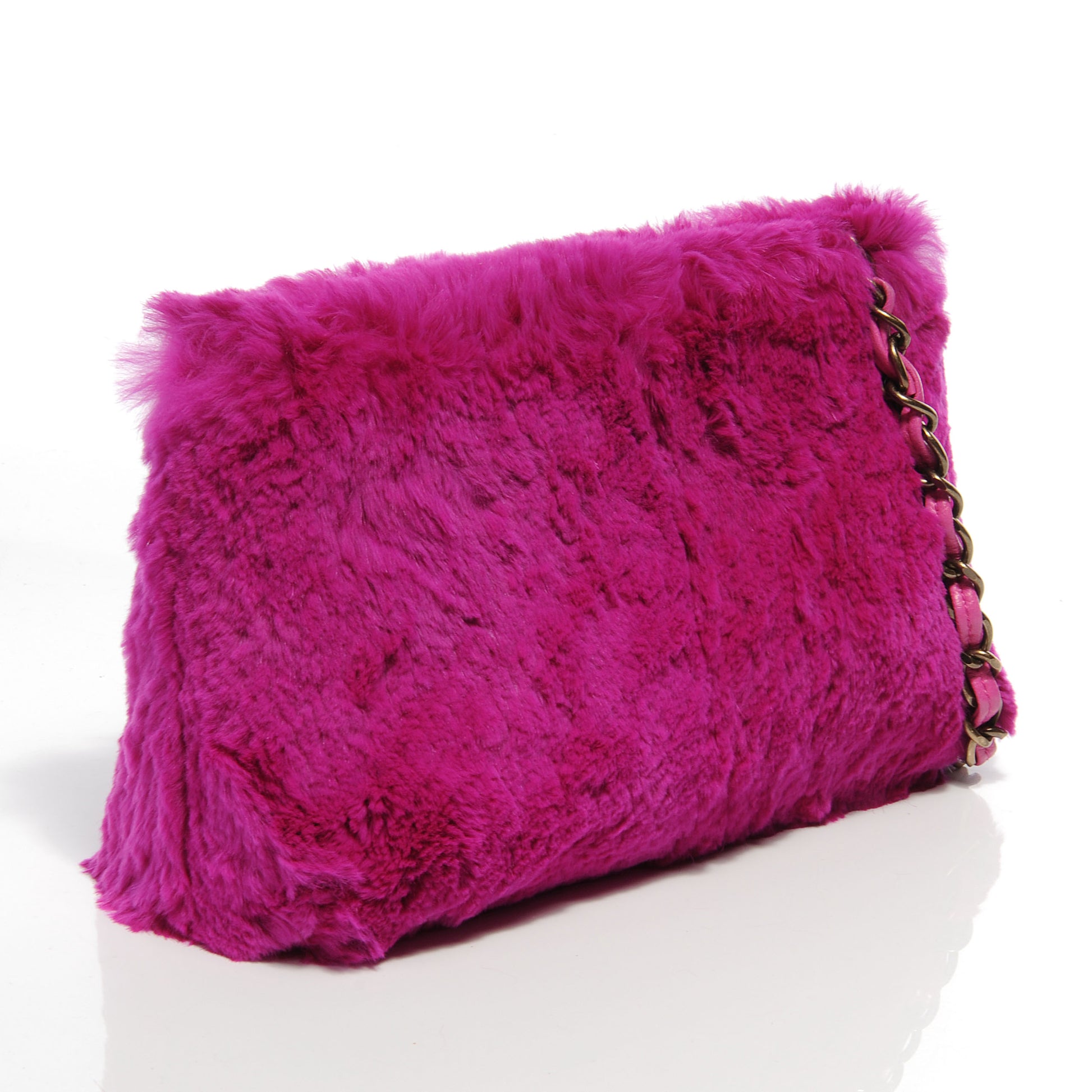 Chanel Rabbit Fur Shoulder Bag Fuchsia 3 of 8