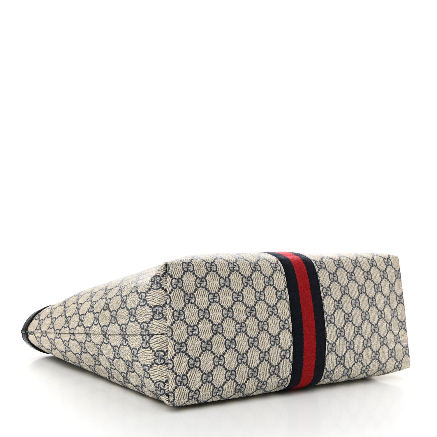 Gucci GG Supreme Monogram Textured Calfskin Web Medium Ophidia Shopping Tote Beige Blue 4 of 10