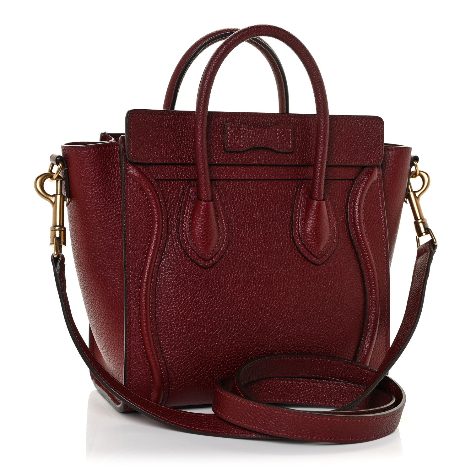 Celine Drummed Calfskin Nano Luggage Light Burgundy 2 of 10