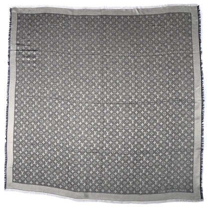 Louis Vuitton Silk Wool Monogram Denim Shawl Black 2 of 5