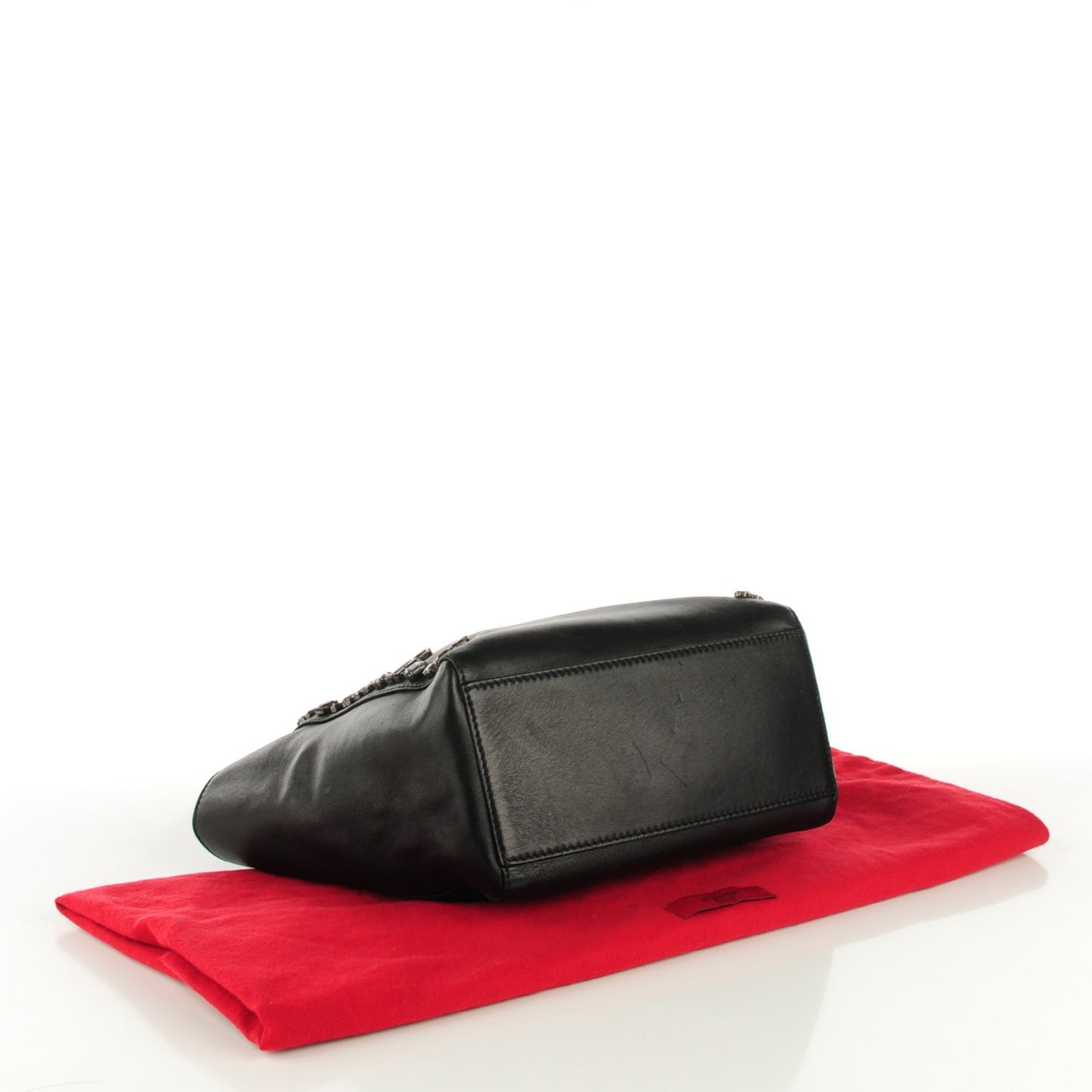 Lambskin Crystal B Diamond Tote Black