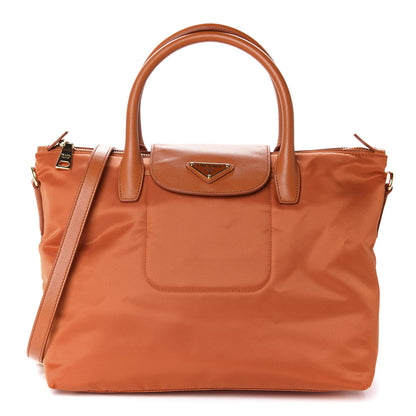 Prada Tessuto Nylon Saffiano Tote Papaya 1 of 12
