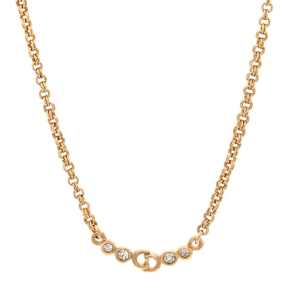 Christian Dior Crystal CD Chain Necklace Gold 1 of 4