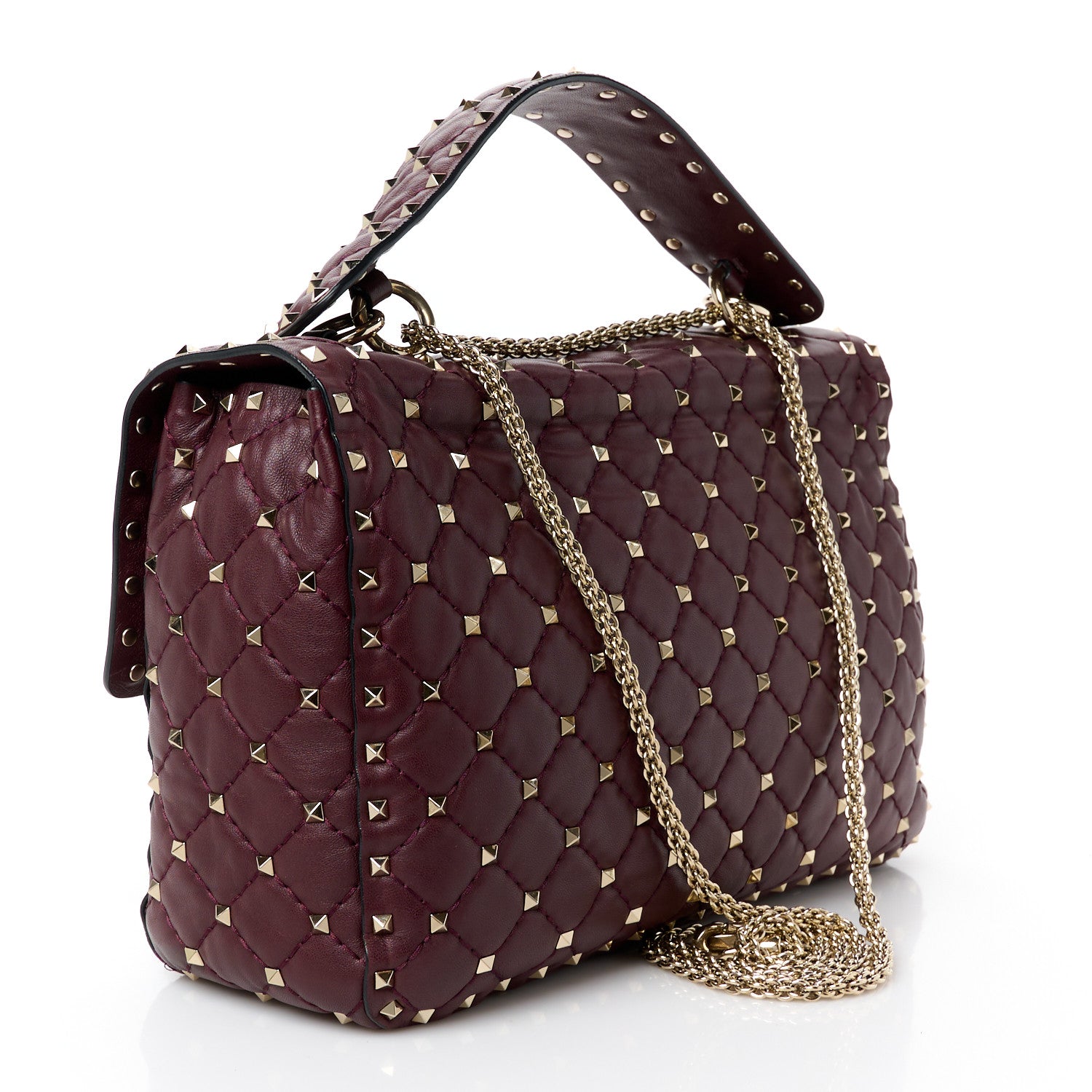 Valentino Garavani Nappa Large Rockstud Spike Shoulder Bag Rubin 3 of 11