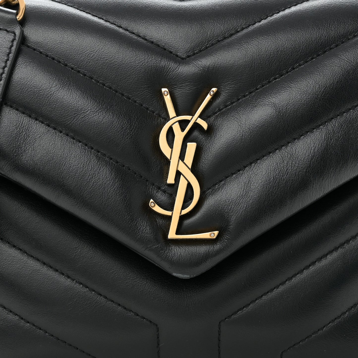 Calfskin Y Quilted Monogram Small Loulou Chain Satchel Black