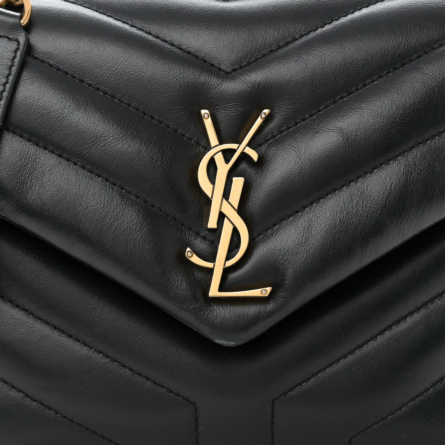 Saint Laurent Calfskin Y Quilted Monogram Small Loulou Chain Satchel Black 7 of 9