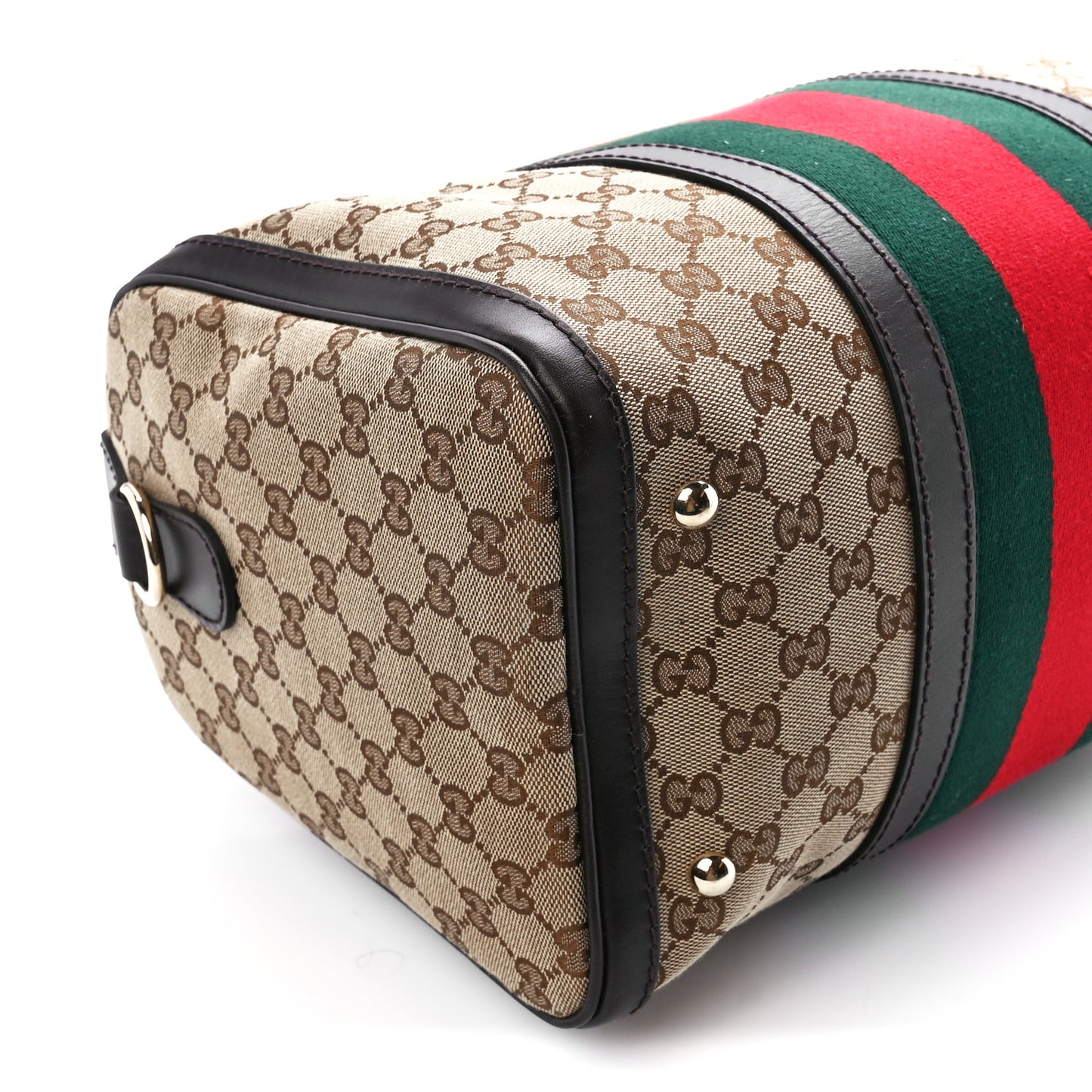 Monogram Selleria Calfskin Vintage Web Medium Boston Beige Ebony Cocoa
